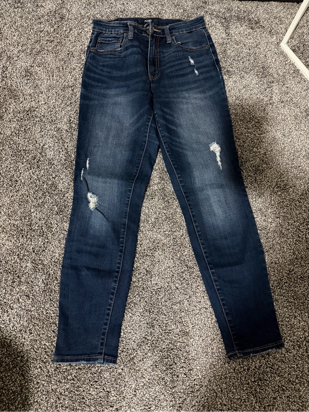 Aeropostale Dark Blue Skinny Jeans with Distressed Details